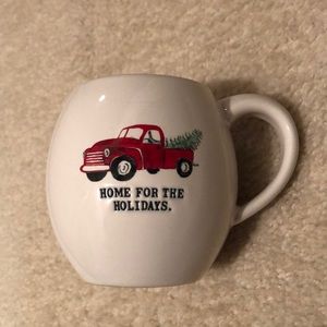 rae dunn red truck home for the holidays mug